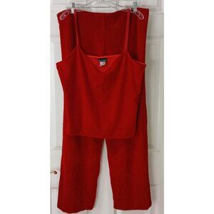 Pajamagram Womens Large Red Velour Pajama Set Camisole & Pants Sexy Comfort #Q20